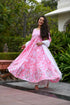 MULMUL SEA PINK TIE DYED & BLOCK PRINTED PANELED KURTA-PLAZZO & DUPATTA MULMUL SEA PINK TIE DYED & BLOCK PRINTED PANELED KURTA-PLAZZO & DUPATTA